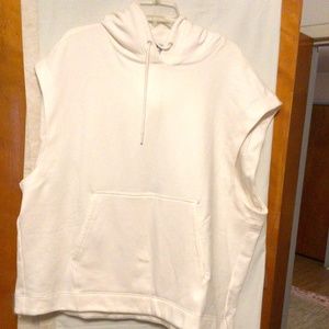 ATHLETA Retroplush Cocoon sweatshirt Sleeve less Hoodie SZ 1X Magnolia white